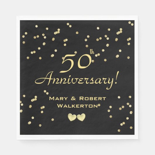 Serviette En Papier 50e anniversaire du Mariage - Serviettes de coeur (Devant)