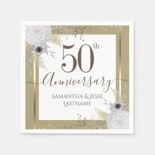 Serviette En Papier 50e anniversaire du Mariage serviettes florales