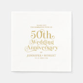 Serviette En Papier 50e anniversaire du Mariage Typographie de l'or (Devant)