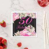 Serviette En Papier 50e anniversaire Elégant Floral Roses Invitation (En situation)