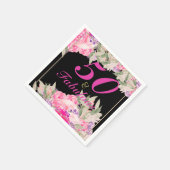 Serviette En Papier 50e anniversaire Elégant Floral Roses Invitation (Coin)