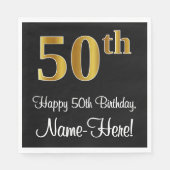 Serviette En Papier 50e anniversaire ~ Elégant Luxueux Faux Gold Look  (Devant)