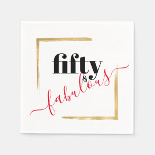 Serviette En Papier 50e anniversaire Fabulous Elegant Black & Gold