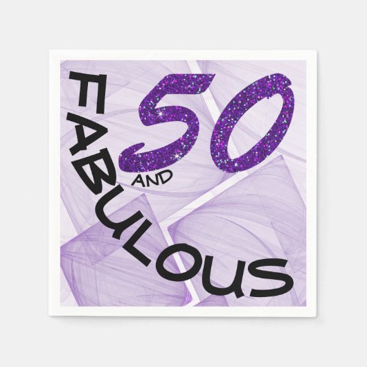 Serviette En Papier 50e anniversaire fête de Parties scintillant viole (Devant)