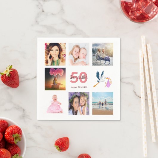 Serviette En Papier 50e anniversaire fête photo collage (En situation)