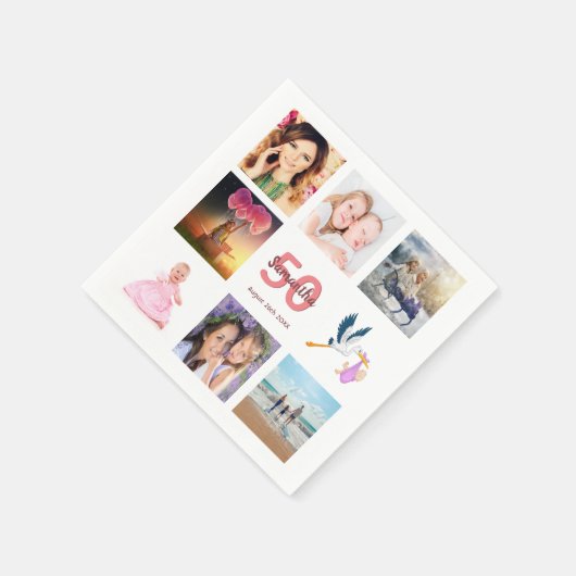 Serviette En Papier 50e anniversaire fête photo collage (Coin)