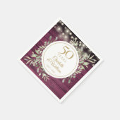 Serviette En Papier 50e Anniversaire Feuilles à cordes de bois rouge (Coin)