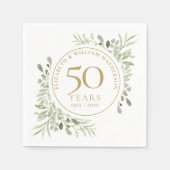 Serviette En Papier 50e anniversaire Gold Greenery Feuille Aquarelle (Devant)