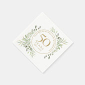 Serviette En Papier 50e anniversaire Gold Greenery Feuille Aquarelle (Coin)