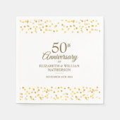 Serviette En Papier 50e Anniversaire Gold Love Hearts Confetti (Devant)