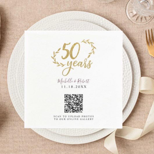 Serviette En Papier 50e Anniversaire Gold Share Photos code QR