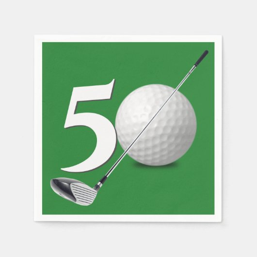 Serviette En Papier 50e Anniversaire Golf Ball And Club (Devant)