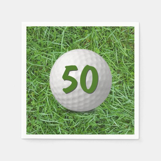 Serviette En Papier 50e anniversaire Golf Ball on Grass (Devant)