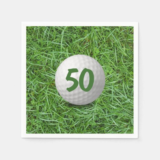 Serviette En Papier 50e anniversaire Golf Ball on Grass Napkins (Devant)