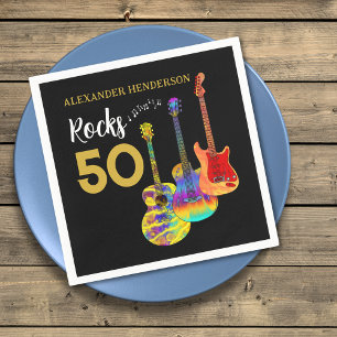 Serviette En Papier 50e anniversaire Guitar Rocks 50 Personnalisé