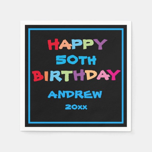 Serviette En Papier 50e anniversaire Joyeux anniversaire Personnalisé  (Devant)