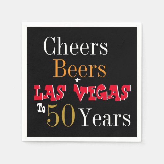 Serviette En Papier 50e anniversaire Las Vegas Cheers and Beers Party (Devant)