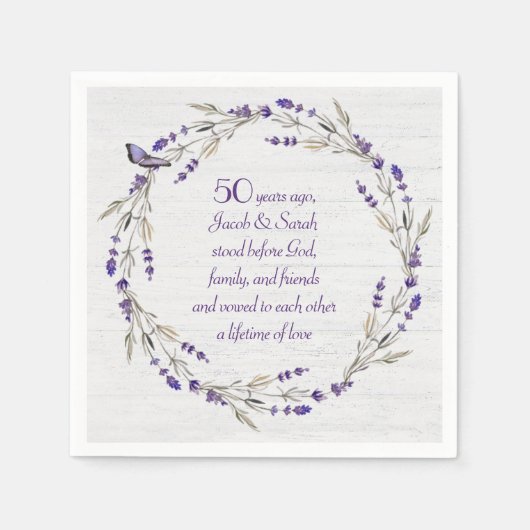 Serviette En Papier 50e anniversaire Lavender Wreath (Devant)