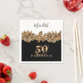 Serviette En Papier 50e anniversaire Luxe Golden Flowers élégant Class (En situation)