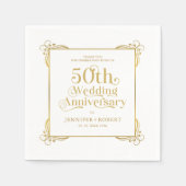 Serviette En Papier 50e anniversaire Mariage cadre de typographie or (Devant)