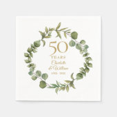 Serviette En Papier 50e anniversaire Mariage d'or Bois vert (Devant)