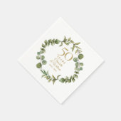 Serviette En Papier 50e anniversaire Mariage d'or Bois vert (Coin)