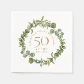 Serviette En Papier 50e Anniversaire Mariage d'or Garland (Devant)
