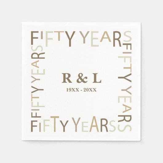 Serviette En Papier 50e Anniversaire Mariage d'or Papier cadeau (Devant)