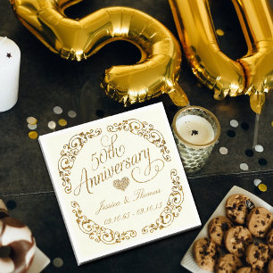 Serviette En Papier 50e Anniversaire Mariage d'or Papier serviettes