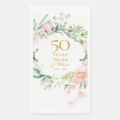 Serviette En Papier 50e anniversaire Mariage d'or Rose Floral (Devant)