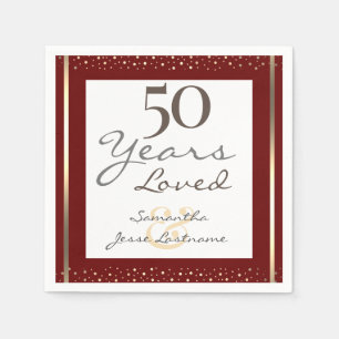 Serviette En Papier 50e anniversaire Mariage élégante serviettes en or