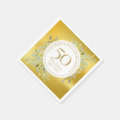 Serviette En Papier 50e anniversaire Mariage Gold Foil Green (Coin)