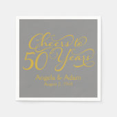 Serviette En Papier 50e anniversaire Mariage Gris d'or (Devant)