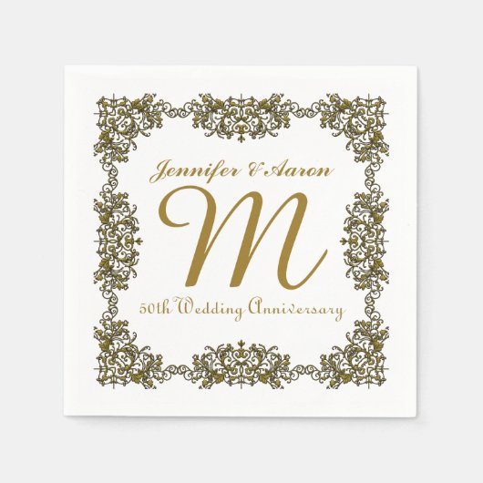 Serviette En Papier 50e anniversaire Mariage papier serviettes (Devant)