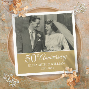 Serviette En Papier 50e anniversaire Mariage photo Elégant Golden