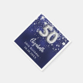 Serviette En Papier 50e anniversaire marine bleu argent étoiles (Coin)
