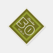 Serviette En Papier 50e anniversaire moderne géométrique V16 OLIVE VER (Coin)