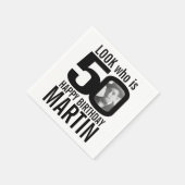 Serviette En Papier 50e anniversaire mono look 50 photo personnalisée (Coin)