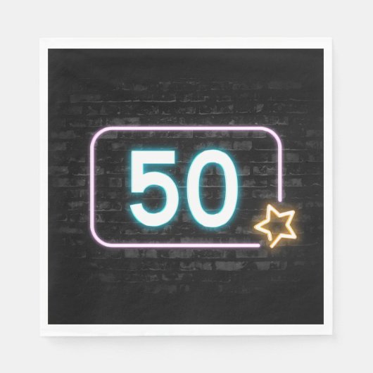 Serviette En Papier 50e anniversaire Neon Connexion en brique (Devant)