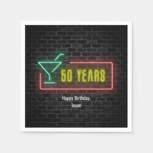 Serviette En Papier 50e anniversaire Neon Connexion mur en brique