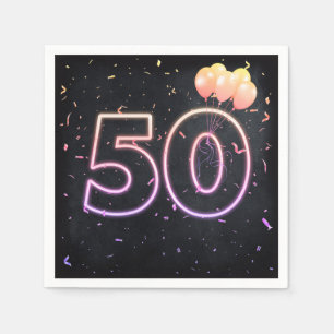 Serviette En Papier 50e anniversaire néon Connexion serviettes noires