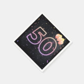 Serviette En Papier 50e anniversaire néon Connexion serviettes noires (Coin)