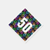 Serviette En Papier 50e Anniversaire Neon Étoiles sur noir (Coin)
