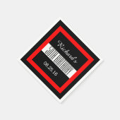 Serviette En Papier 50e anniversaire Noir avec cadre rouge géométrique (Coin)