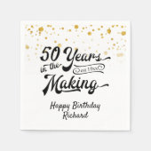 Serviette En Papier 50e Anniversaire Noir Confetti Retro Script (Devant)