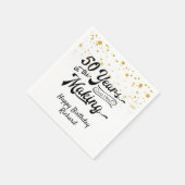 Serviette En Papier 50e Anniversaire Noir Confetti Retro Script (Coin)