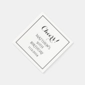 Serviette En Papier 50e anniversaire Noir Élégant Script moderne Cheer (Coin)