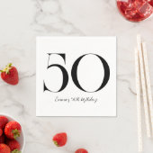 Serviette En Papier 50e anniversaire Noir et blanc (En situation)
