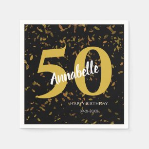 Serviette En Papier 50e anniversaire noir et or
