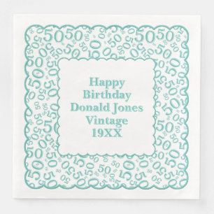 Serviette En Papier 50e anniversaire Numéro Motif Scallops Turquoise/b
